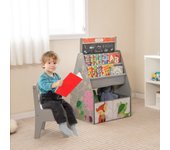 Juego de mesa y silla para niños 2 contenedores extraíbles pizarras magnéticas gris