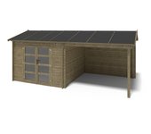Caseta de jardín de madera 17,40 m2 - 5,79x3 m - 28 mm - impregnada - dom718 - altanka