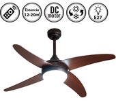 Ventilador de techo con luz silencioso dc con mando klod marrón 117 cm invierno-verano e27