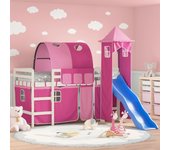 Vidaxl cama alta para niños con torre madera pino rosa 90x190 cm