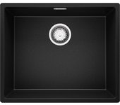 Primagran fregadero cocina negro metallic 56x47cm, fregadero granito 1 seno + sifón, fregadero sobre encimera al mueble 60cm - london slim