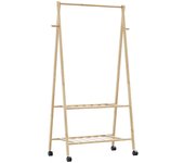 Vidaxl perchero con estantes y ruedas 96x45,5x155,5 cm bambú