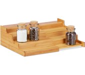 Relaxdays especiero, cuatro estantes, extensible, impermeable, marrón, bambú, 11x38,5x28 cm
