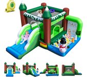Castillo inflable niños, tobogán, pozo de pelotas, cesta de baloncesto, agujeros de lanzamiento, decoración muñeco de nieve, soplador de 680 w