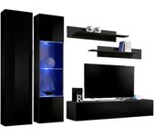 Mueble para tv fly a5 diseño, color negro brillante + led. mueble colgante moderno y de moda para tu salón.