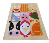 Alfombra infantil dormitorio para niños niñas - animales granja 133x180 cms 7360005