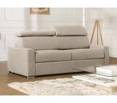 Sofá cama de 3 plazas de apertura rápida de tela vizir - beige - cama 140 cm - colchón de 18 cm