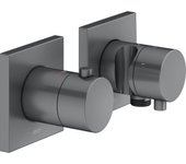 Keuco edition 11 thermostatarmaturen set oculto para 3 consumidores con conexión de manguera y soporte de ducha, 51153131232, color: negro cromo