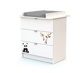 Cómoda cambiador bebé 3 cajones panda madera alba