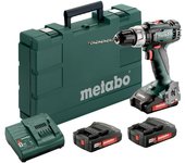 Metabo 602317540 taladro percutor a bateria 18v 3x 2ah li-ion sb 18 l portabrocas d1-13 mm con maletín
