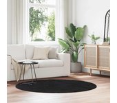 Vidaxl alfombra peluda de pelo largo navarra negra 160x160cm poliéster