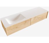 Mondiaz lush 150cm mueble de baño color washed oak con 2 cajones. con lavabo cloud izquierda sin orificios color talc