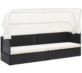 Sofá de jardín con dosel negro ratán sintético