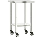 Mesa de trabajo de cocina profesional con ruedas 55x55x85 cm acero inoxidable 02_0045414