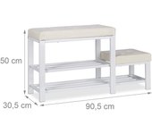 Banco de entrada zapatero taburete 90,5 cm blanco 13_0000352_2