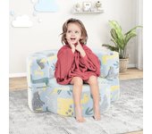 Sofá infantil 2 en 1 que brilla en la oscuridad sillón convertible con funda desmontable azul estrellas