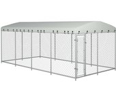 Jaula tipo caseta para exteriores, parque infantil para perros con techo para perros, 8 x 4 x 2 m 02_0000458
