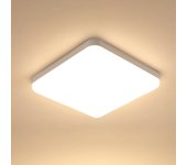Plafón led baño goeco, 32w 2800lm, ip54 impermeable, luz de techo luz cálida 3000k para baño cocina pasill, cuadrado d.25cm, blanco