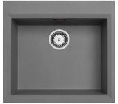 Fregadero sobre encimera de hormigón gris 58x53cm con orificio para grifo de banco con tapón de acero inoxidable 1208956771