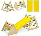 Tobogán de escalada montessori 3 en 1 para niños, 2 triángulos de escalada con tobogán para niños a partir de 3 años, carga máxima: 60 kg (multicolor