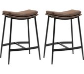Taburetes de bar homcom acero, poliéster marrón 48.5x38.5x68.5 cm