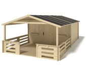 Caseta de jardín de madera-4x3 m - 24 m2 con terraza - dom337+dom392+dom393+pod04 - altanka