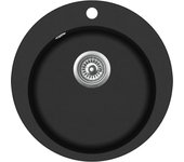 Fregadero de granito de una cubeta redondo negro 02_0002325
