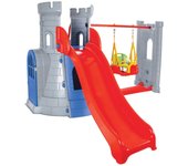 Castillo infantil de plástico con tobogán y columpio castle slide and swing set