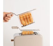 Create - pack toast retro pequeña tostadora para rebanadas anchas + 2 pinzas de rejilla para sándwiches