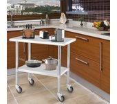 Mesa de acero inoxidable con ruedas giratorias estante inferior ajustable para restaurante cocina 91,5x61x89,5 cm