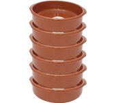 Tradineur - pack de 6 cazuelas redondas de barro - aptas para vitro y horno - ideales para guisos y asados caseros  ø 26 cm