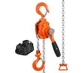 Succebuy polipasto cadena manual palanca 1/2 tonelada, 3 m, acero galvanizado g80, freno trinquete doble weston, gancho 360°, cadena guía automática