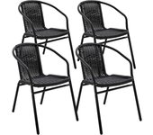 Conjunto de 4 sillones de jardín de aluminio y resina negra