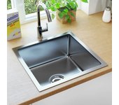 Vidaxl fregadero de cocina hecho a mano acero inoxidable