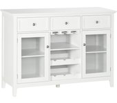 Aparador de cocina homcom mdf, melamina de madera, vidrio templado blanco 120x40x87 cm 835-740v00wt