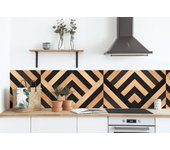 Adhesivo para muebles, armarios, pared, cocina, baños - imitación madera - geométrico madera y negro 80x210 cm