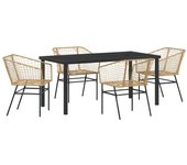 Vidaxl conjunto de comedor de jardín de 5 piezas rattán poliéster marrón