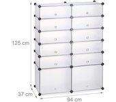 Estantería para armario zapatero de plástico 12 compartimentos 125 cm transparente 13_0001638_2