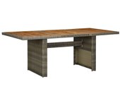 Mesa de jardín ratán sintético marrón y madera maciza acacia