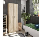 Armario multiusos 2 puertas portsmouth, mueble auxiliar, zapatero moderno, zapatero vertical, 59x37h180 cm, roble