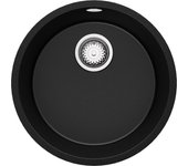 Primagran fregadero bajo encimera negro 46x46cm, fregadero cocina 1 seno + sifón, fregadero granito al mueble 50cm - la valeta