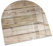 Placa de cristal para chimenea, zócalo protector de chimenea, diseño moderno | 100x100 | semicírculo | textura de tablas de madera