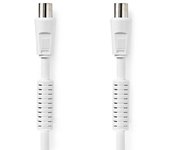 Cable coaxial - iec (coaxial) macho - iec (coaxial) hembra - niquelado - 120 db - 75 ohm - apantallado quad - 2.00 m - redondo - pvc - blanco - label