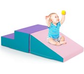Parque infantil de espuma con escalera y tobogán para niños de 6 meses a 3 años, ideal para trepar y realizar actividades físicas, set de 2 bloques