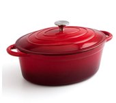 Bidasoa fierro - cocotte de hierro fundido ovalado, esmaltado en color rojo, 4.3l