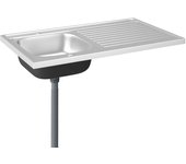 Juego de fregadero y escurridor bajo encimera fregadero de cocina interior plata 100 cm acero inoxidable 02_0002432