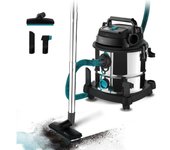 Cecotec aspirador de sólidos y líquidos de 20 l conga rockstar wet & dry steel max. 1400 w 22 kpa sistema de drenado aspirador y soplador