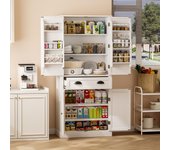 Aparador de cocina 80x40x182cm - con 2 puertas y 1 cajón - 2 puertas con estantes - blanco