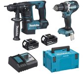 Juego de 2 máquinas taladro 18 v li-ion 5 ah makita ddf484 + taladro dhr171 - 2 baterías, cargador, maletín - dlx2271tj