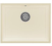 Granitemy universal fregadero de granito beige arena 55x40 cm para montaje superior, bajo encimera y al ras con tapón de acero inoxidable 1208968012.